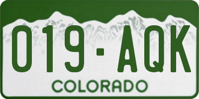 CO license plate 019AQK