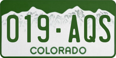 CO license plate 019AQS