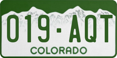 CO license plate 019AQT