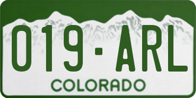 CO license plate 019ARL