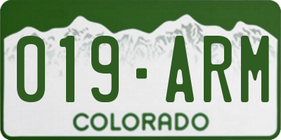 CO license plate 019ARM