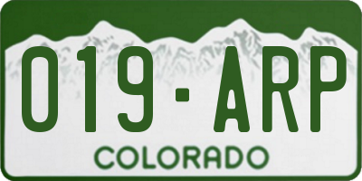 CO license plate 019ARP