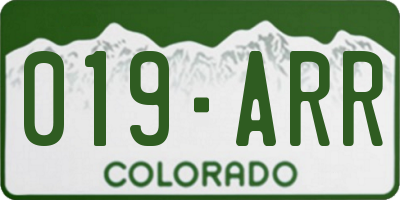CO license plate 019ARR