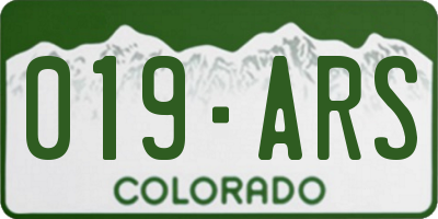 CO license plate 019ARS