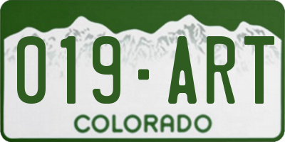 CO license plate 019ART