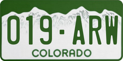 CO license plate 019ARW