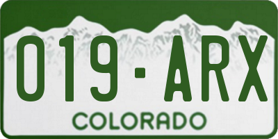 CO license plate 019ARX