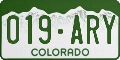 CO license plate 019ARY