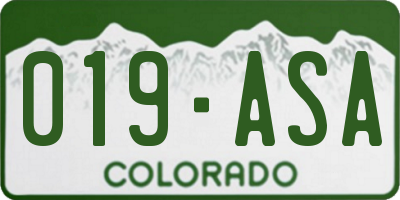CO license plate 019ASA