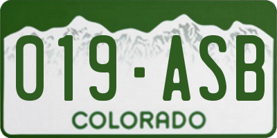 CO license plate 019ASB