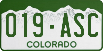 CO license plate 019ASC