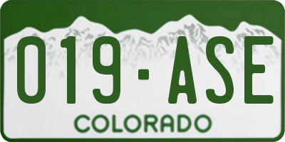 CO license plate 019ASE