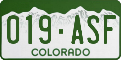 CO license plate 019ASF