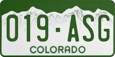 CO license plate 019ASG
