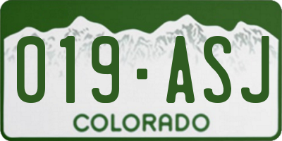 CO license plate 019ASJ