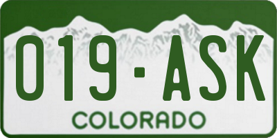 CO license plate 019ASK