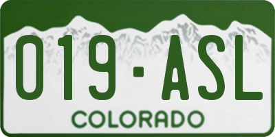CO license plate 019ASL