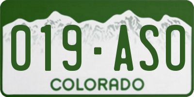 CO license plate 019ASO