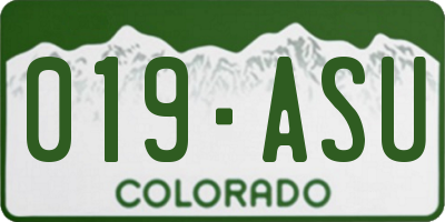 CO license plate 019ASU