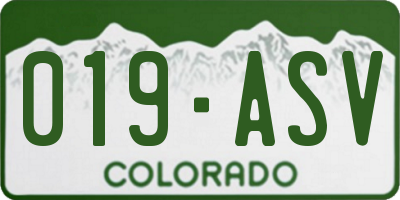 CO license plate 019ASV