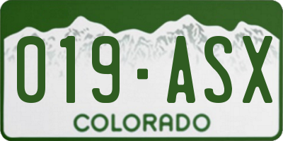 CO license plate 019ASX