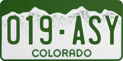 CO license plate 019ASY