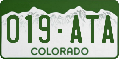 CO license plate 019ATA