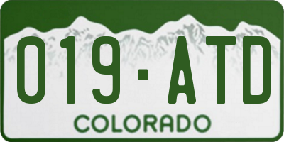 CO license plate 019ATD