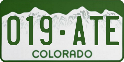 CO license plate 019ATE