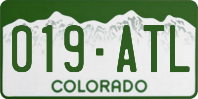 CO license plate 019ATL