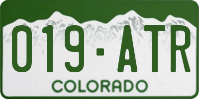 CO license plate 019ATR