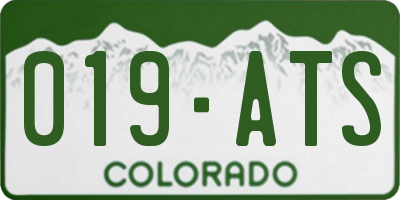 CO license plate 019ATS