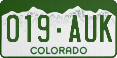 CO license plate 019AUK
