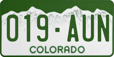 CO license plate 019AUN