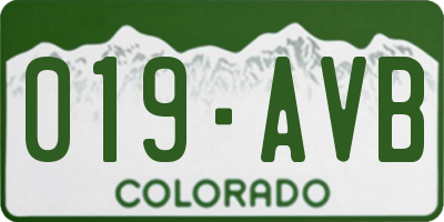 CO license plate 019AVB