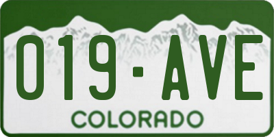 CO license plate 019AVE