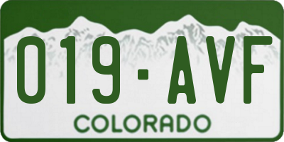 CO license plate 019AVF