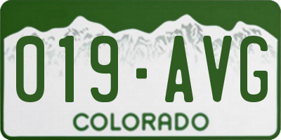 CO license plate 019AVG