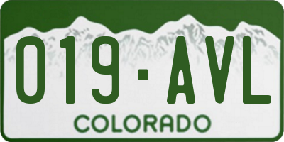 CO license plate 019AVL