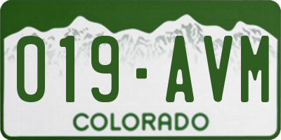 CO license plate 019AVM