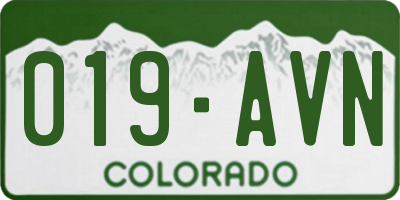 CO license plate 019AVN