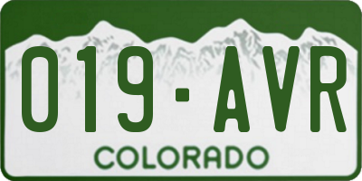 CO license plate 019AVR