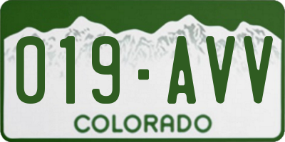CO license plate 019AVV