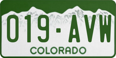 CO license plate 019AVW