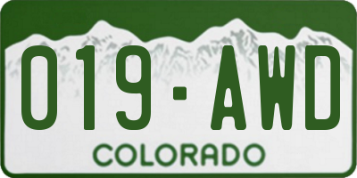 CO license plate 019AWD