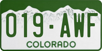 CO license plate 019AWF