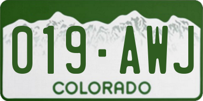 CO license plate 019AWJ