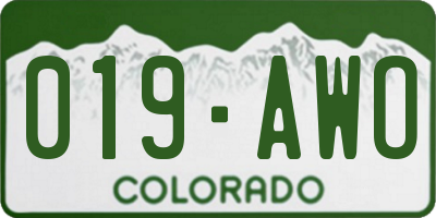 CO license plate 019AWO