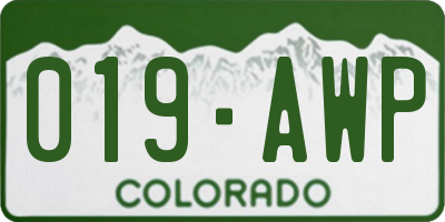 CO license plate 019AWP