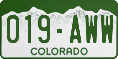 CO license plate 019AWW